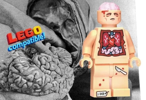 ?Brick Figure Corpse Autopsy Toe Tag Brains Enthusiast Light Flesh Minifigures