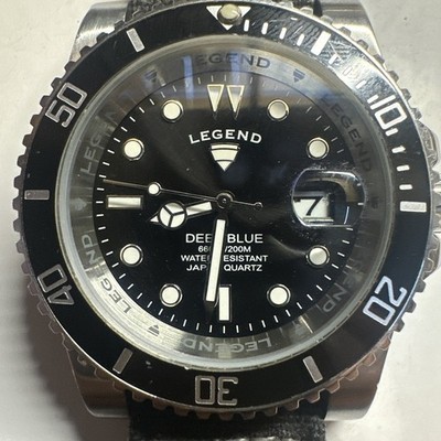 Legend Men 40mm Deep Blue Diver Auto Sapphitek Black Dial Rose Tone SS Watch