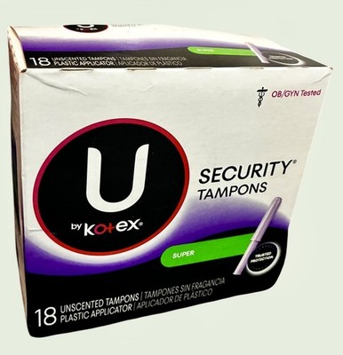 U  BY KOTEX  Security Tampons SUPER Unscented 18 ct One Box Discontinued