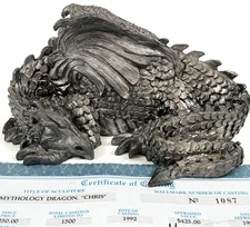 🔥Michael Ricker Pewter DRAGON Chris Fantasy Sculpture Statue Magic PERFECT