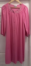 VTG Shadowline Pink Nylon Floral Embroidered 3/4 Sleeve Robe Women s Size Large