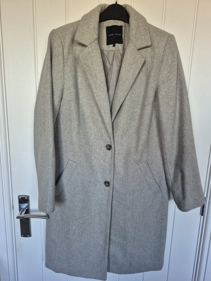 New Look Ladies Grey Overcoat Size 8 - Image 2 of 4