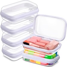 6 Pcs Clear Hard Zipper Case Pencil Pouches Hard Plastic Zipper Pouches Makeu...