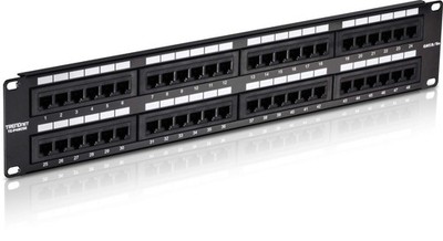 48-Port Cat5/5e Unshielded Patch Panel, TC-P48C5E, 2U 48-Port, black
