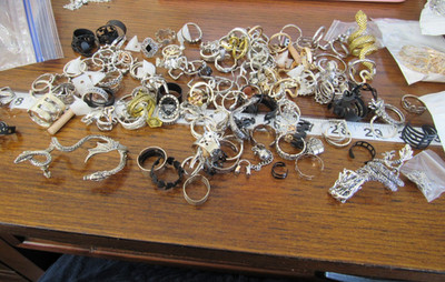 Mixed Rings etc Silver Gold Black Colors