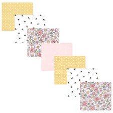 Cotton Poly Flannel Receiving Blanket 30x30 inches Pink Yellow Florals Little