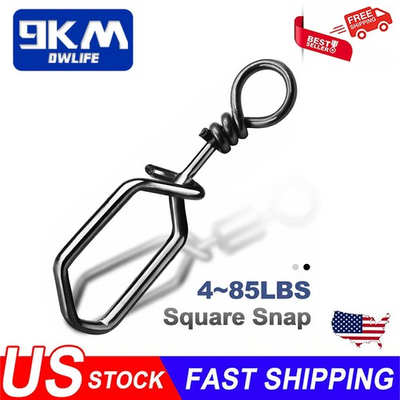 #ad 9KM 100Pcs Stainless Steel Coast Lock Snaps Square Fishing Clips Snap Connector $7.59