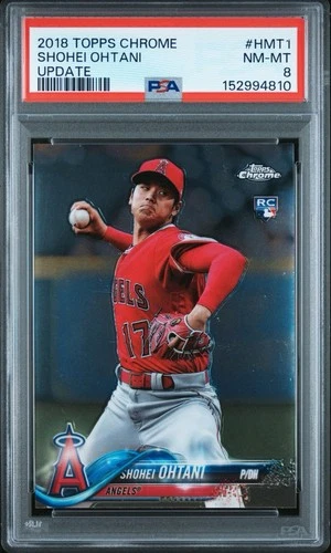 2018 TOPPS CHROME UPDATE #HMT1 SHOHEI OHTANI ROOKIE RC PSA 8