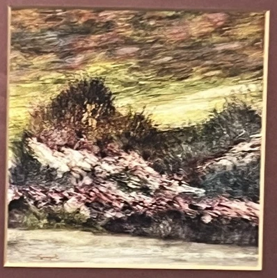 Tableau Moderne Carré Encadré (29,5 x 29,5 cm) - Paysage Rocheux - Signé GUYOT - Photo 1/4