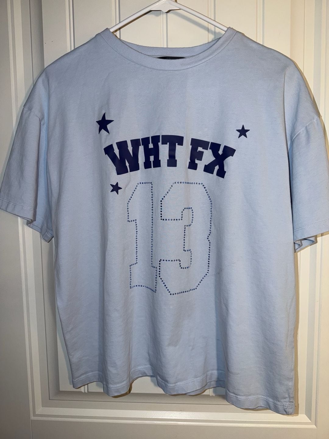 White Fox WHT FX Blue Rhinestone Graphic T-Shirt *flaw that can more than likely, photo 2