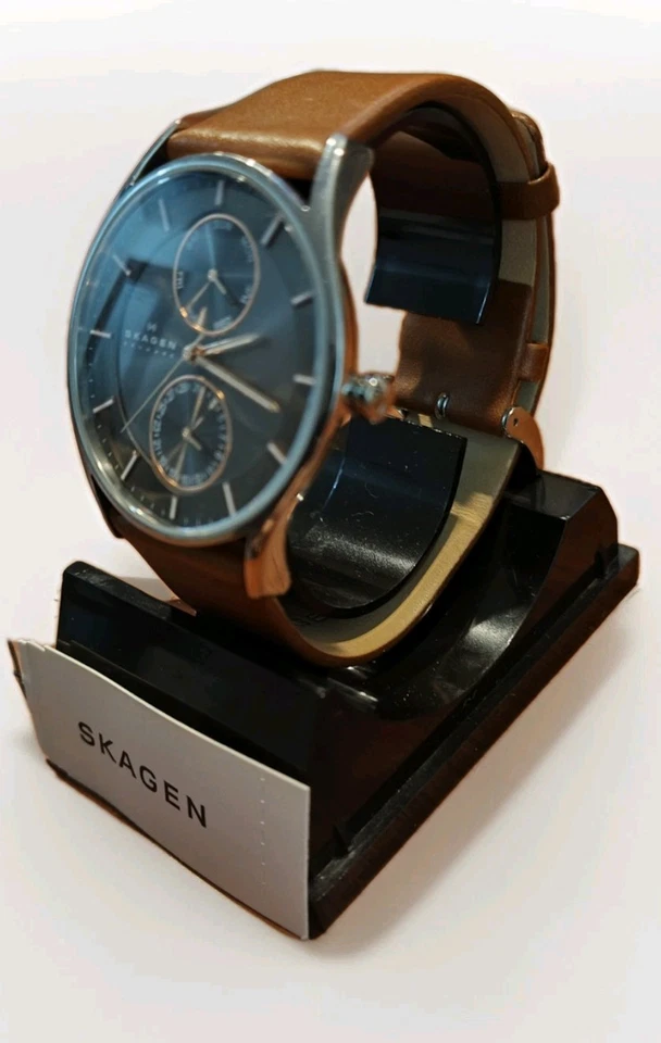 Skagen Men's Holst Chronograph Charcoal Dial Brown Leather Watch SKW6086 - Image 3 of 4