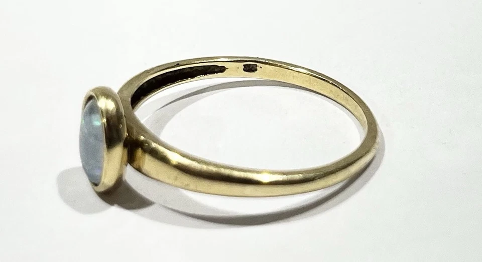 375/- 9KT Goldring, synthetischer Opal, Cabochon, Gr. 66, Gelbgold - Bild 3 von 3