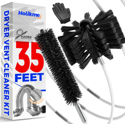 Dryer Vent Cleaner Kit Lint Brush Drill Attachment Duct Cleaning Tool Snake 35FT