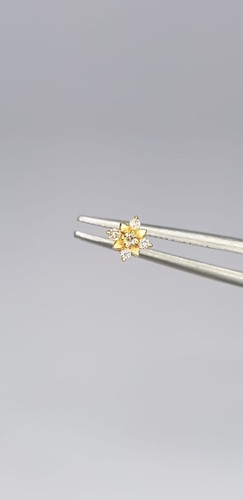 Diamant Blume Ohrstecker 14k Solid Gold Körper Piercing Schmuck Nase Geschenk - Bild 23 von 24