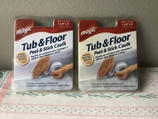 2-Magic Peel  Stick Caulk Tub  Floor WHITE 1-1/4" x 5' Water Seal