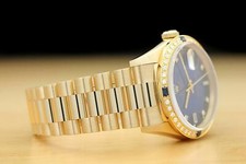 ROLEX MENS DAY-DATE 18238 FACTORY DIAL DIAMOND SAPPHIRE 18K GOLD PRESIDENT WATCH 8