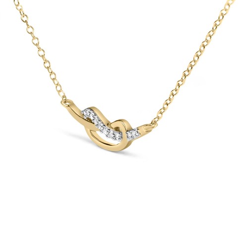 14K Yellow Gold Plated .925 Silver Diamond Accent Infinity Pendant Necklace - Picture 3 of 6