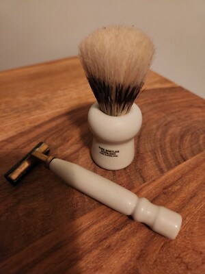 Wilkinson Sword Razor Vintage and Shaving Cream Brush both with Ceramic Handles