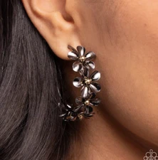 Paparazzi FLORAL FLAMENCO black HOOP earrings
