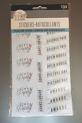 The Happy Planner TEACHER ICONS Stickers 133 pcs. Contains 5 Sheets of Stickers!