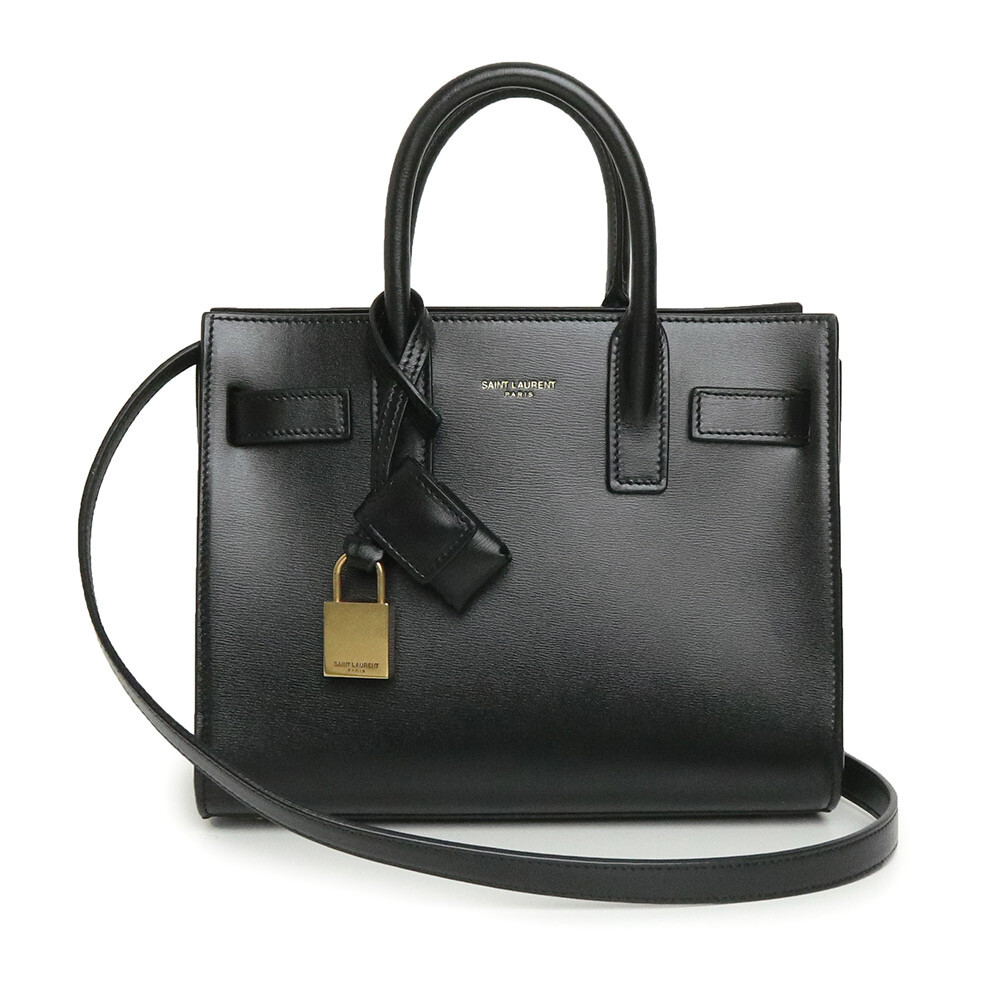 Borsa a tracolla SAINT LAURENT PARIS Sac de Jour Nano 2WAY pelle di vitello nera 392035