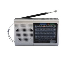 Supersonic 9-Band Rechargeable Bluetooth AM/FM Radio Gray with USB/SD MP3