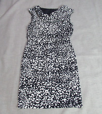 Adrianna Papell Dress Womens Sz 6 Navy Sleeveless Geometric Pleated Sheath Work