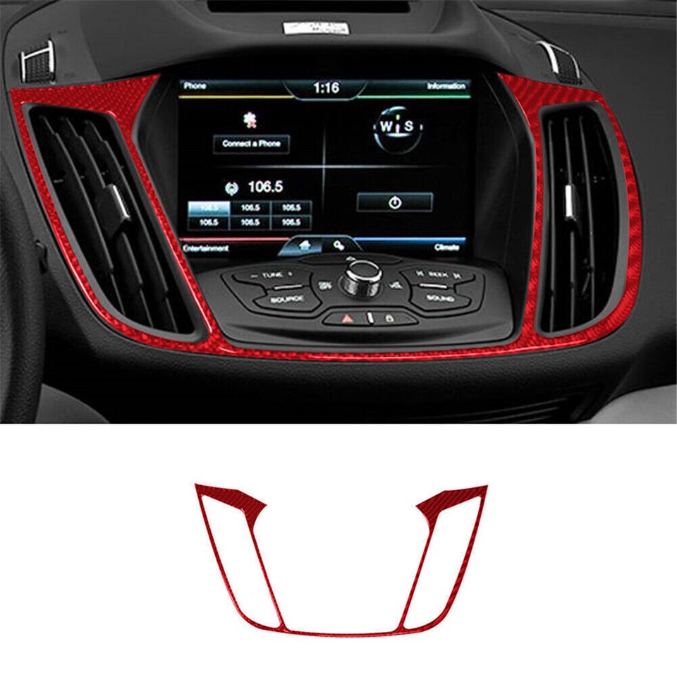 9X Red Carbon Fiber Center Console Dashboard Cover Trim For Ford Escape