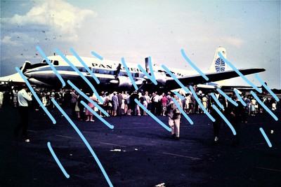 Dia Slide Foto Flughafen Berlin Tempelhof Flugzeug Pan Am DC-6b 1969