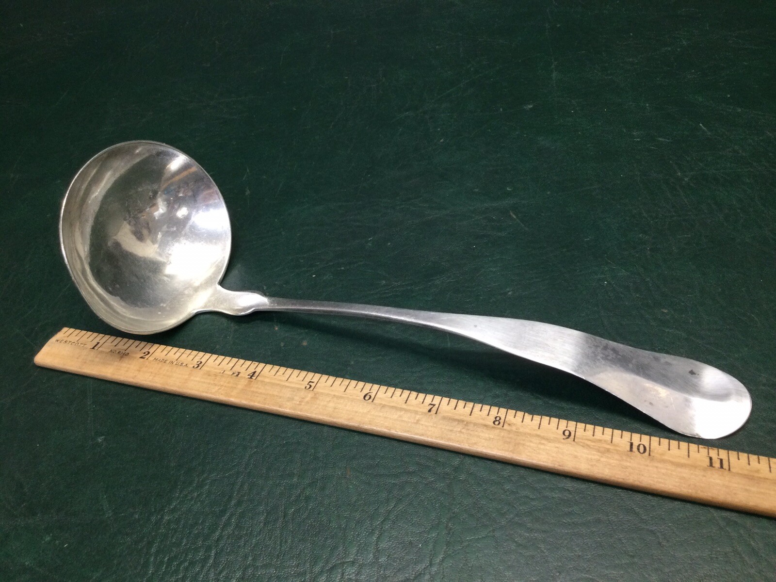 Large Haddock Lincoln & Foss Coin Silver Ladle 3.65 ozt ~ Monogrammed