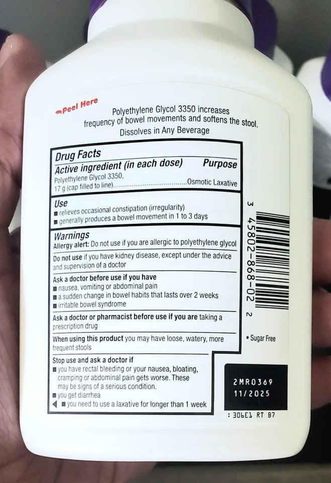 Polvo para solución de polietilenglicol 3350 "PADIGAS" - Laxante osmótico - 8,3 oz Foto 4 de 4