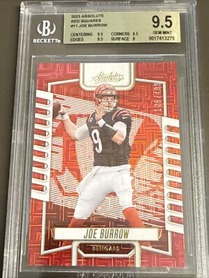 2023 Absolute Joe Burrow #11 Red Squares /499 BGS 9.5 Gem Mint Bengals