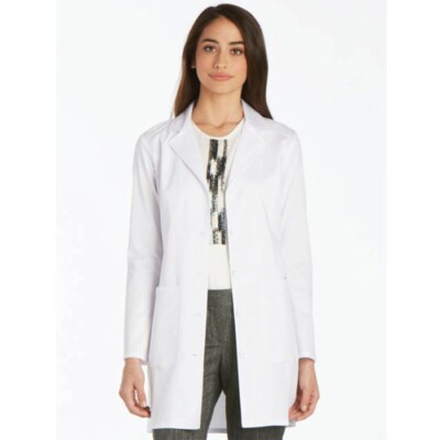 New Cherokee Womens Scrubs White Lab Coat Workwear Premium 33'' 4439
