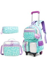 Htgroce 3Pcs Kinder Trolley Rucksack Schultasche Schulranzen Mädchen Schultrolle