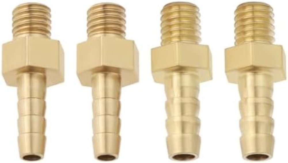 4 connettori in ottone per tubo flessibile metrico M5 x 0,8-5 mm e M5 x 0,8-6 mm