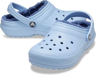 NEW! CROCS CLASSIC LINED CLOGS Calcite Blue Kids Slippers Toddler Shoes Comfort