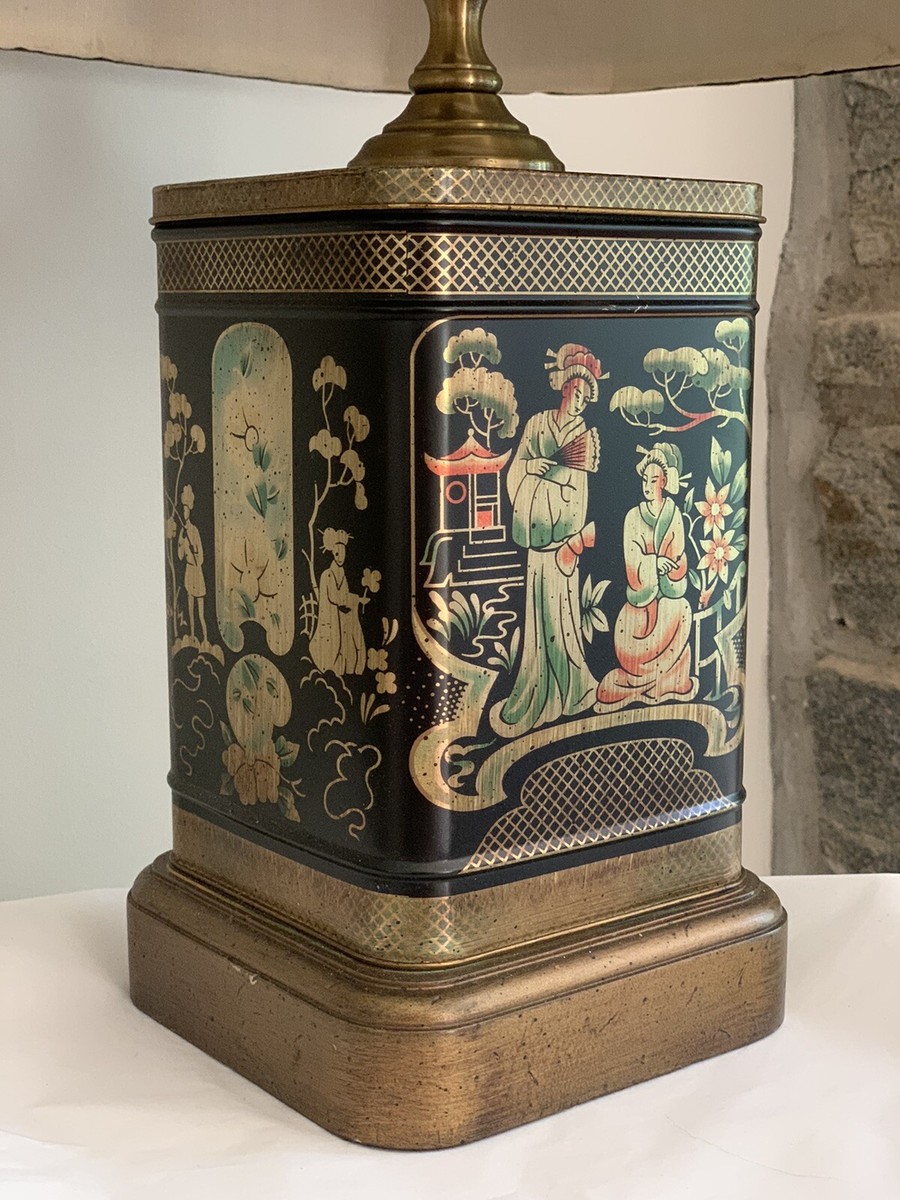 VINTAGE Frederick Cooper For Wildwood Asian Oriental Tea Caddy Tin