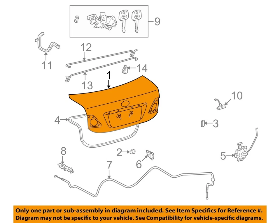 Tapa de cubierta usada se adapta a: Toyota Corolla 2009 sin alerón grado de encendido convencional Foto 3 de 4
