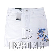 New Seven7 Denim Fashion Women's Stretch Jeans Skirt Floral Embroiled Distressed