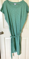 NWOT J. Crew T-Shirt Dress Sage Green All Cotton Tie Waist Lightweight sz XL
