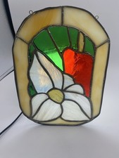 Floral Stained Glass Suncatcher, Window Hanging, Flower Candle Glass Art