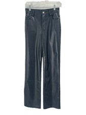 Zara Black Faux Leather 90s Wide Leg Pants Sz 2 NWT