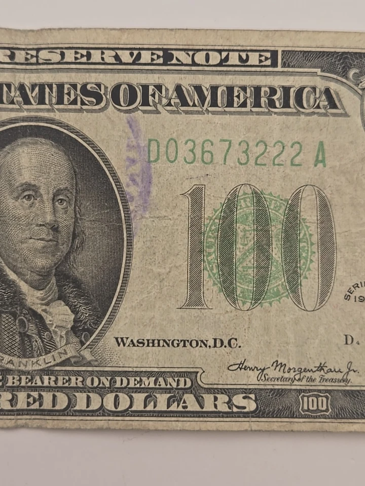 1934 One Hundred $100 Dollar Federal Reserve Note D Cleveland, OH - Image 4 of 4