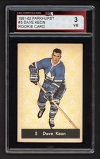1961-62 PARKHURST #5 DAVE KEON ROOKIE CARD KSA 3 VG. rookie card picture