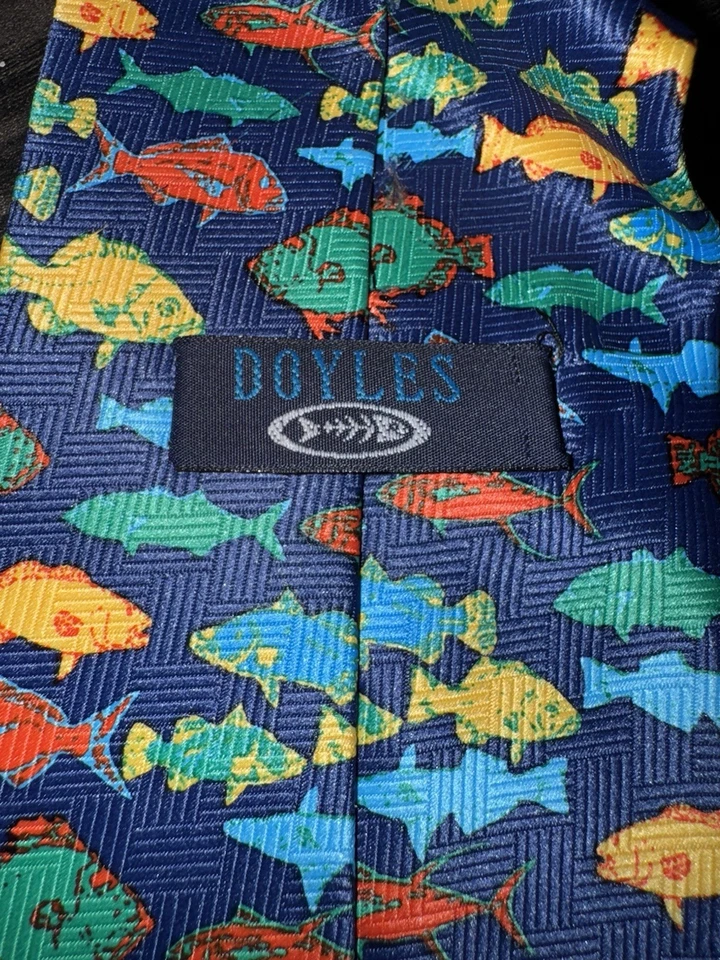 鱼领带 - 男式 - 男式领带鱼缸或海洋主题 - 多彩 — 第 3/3 张图片