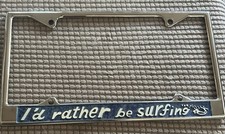 Rare 1960s Id Rather Be Surfing Metal License Frame Vw Bug Bus Boogie Van Disco Rare 1960s Id Rather Be Surfing Metal License Frame Vw Bug Bus Boogie Van Disco