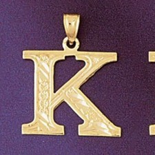 Initial K Charm Pendant 14k Gold