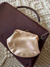 Vintage HL Convertible Clutch Handbag Clasp Attached Coin Purse Bag Brown