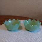 Jade-ite Blossom Lotus Bowls, Fire King by Anchor Hocking, Set of 2 Mint