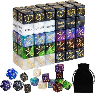 Würfel Zähler, Kompatibel mit MTG, 63 Stück Kartenspiel Zubehör, AbilityKeyword